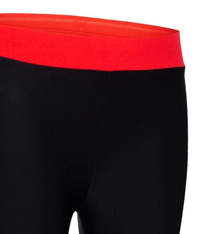 Women's Nylon Contrast Swim Legging - Black & Lava Red