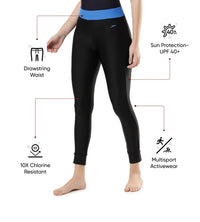 Women's Endurance 10 Solid Contrast Leggings - Black & Bondi Blue