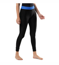 Women's Solid Contrast Leggings - Black & Bondi Blue_2