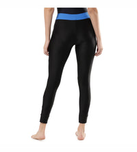 Women's Solid Contrast Leggings - Black & Bondi Blue_4