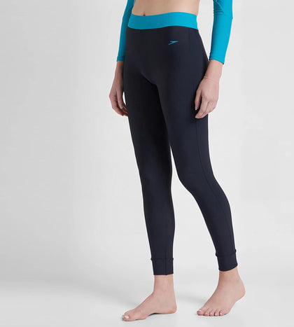 Women's Endurance 10 Solid Contrast Leggings - True Navy & Aquarium