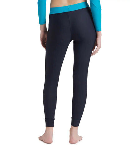 Women's Endurance 10 Solid Contrast Leggings - True Navy & Aquarium