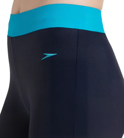 Women's Endurance 10 Solid Contrast Leggings - True Navy & Aquarium