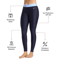 Women's Endurance 10 Solid Contrast Leggings  - True Navy & Curious Blue