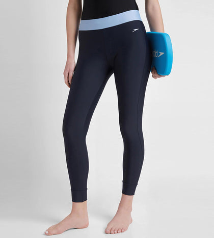 Women's Endurance 10 Solid Contrast Leggings  - True Navy & Curious Blue