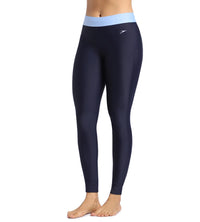 Women's Endurance Solid Contrast Leggings   - True Navy &  Curious Blue_2