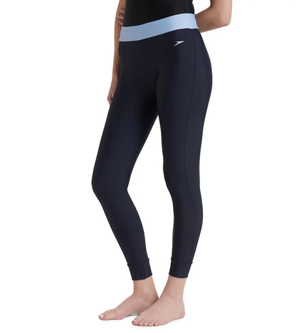 Women's Endurance 10 Solid Contrast Leggings  - True Navy & Curious Blue