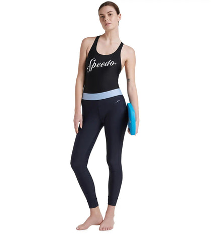 Women's Endurance 10 Solid Contrast Leggings  - True Navy & Curious Blue