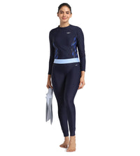 Women's Endurance Solid Contrast Leggings   - True Navy &  Curious Blue_6