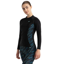 Women's Hyperboom Splice Print Long Sleeve Suntop - Black, Dark Teal & Arctic Glass