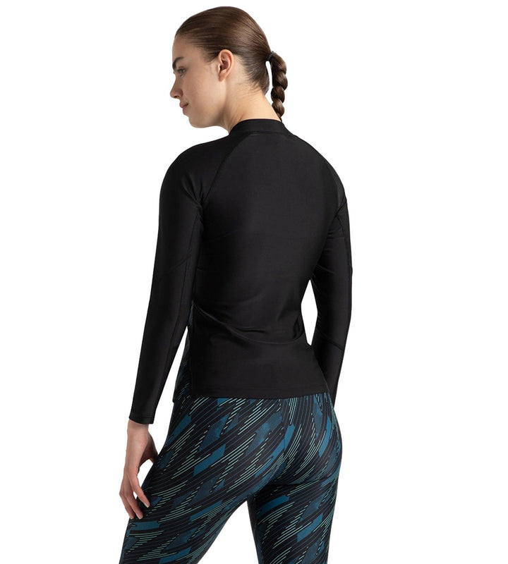 Women's Hyperboom Splice Print Long Sleeve Suntop - Black, Dark Teal & Arctic Glass