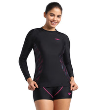 Women's Endurance Hyperboom Splice Suntop - Black  &  Electric Pink_1