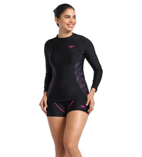 Women's Endurance Hyperboom Splice Suntop - Black  &  Electric Pink_6