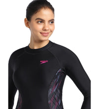 Women's Endurance Hyperboom Splice Suntop - Black  &  Electric Pink_5