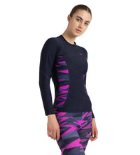 Women's Hyperboom Splice Print Long Sleeve Suntop - True Navy, Hapuna Blue & Diva