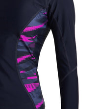 Women's Hyperboom Splice Print Long Sleeve Suntop - True Navy, Hapuna Blue & Diva