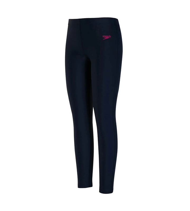 Girls Polyamide Quick Drying Swim Legging - Black & Electric Pink