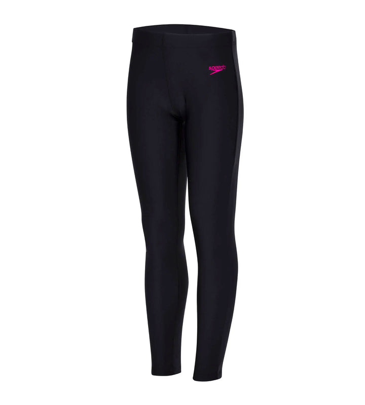 Girls Polyamide Quick Drying Swim Legging - Black & Electric Pink