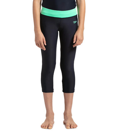 Girls Polyamide Swim Active Capri - True Navy & Green Glow