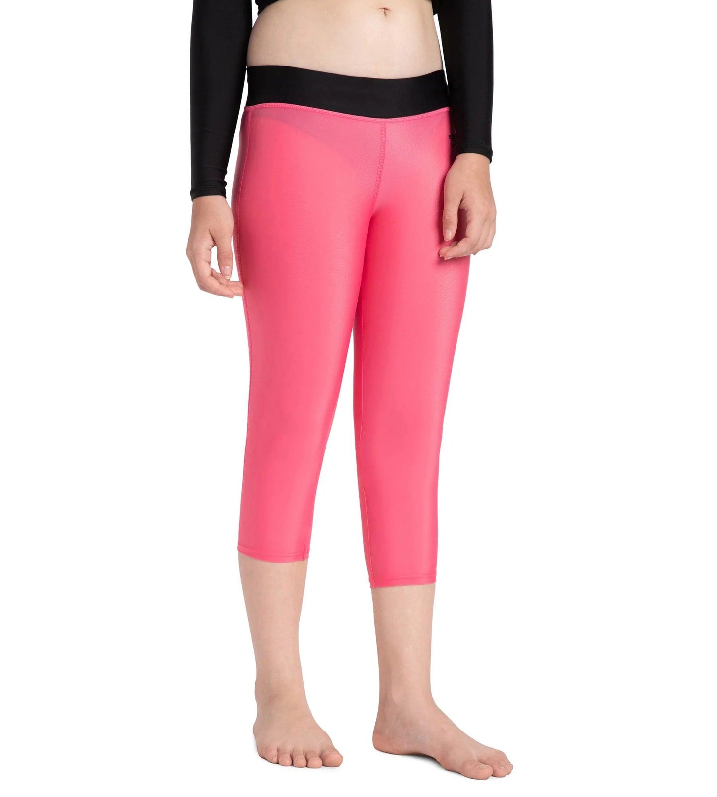 Girl's Recycled Endura Brite Active Capri - Fadango Pink & Black