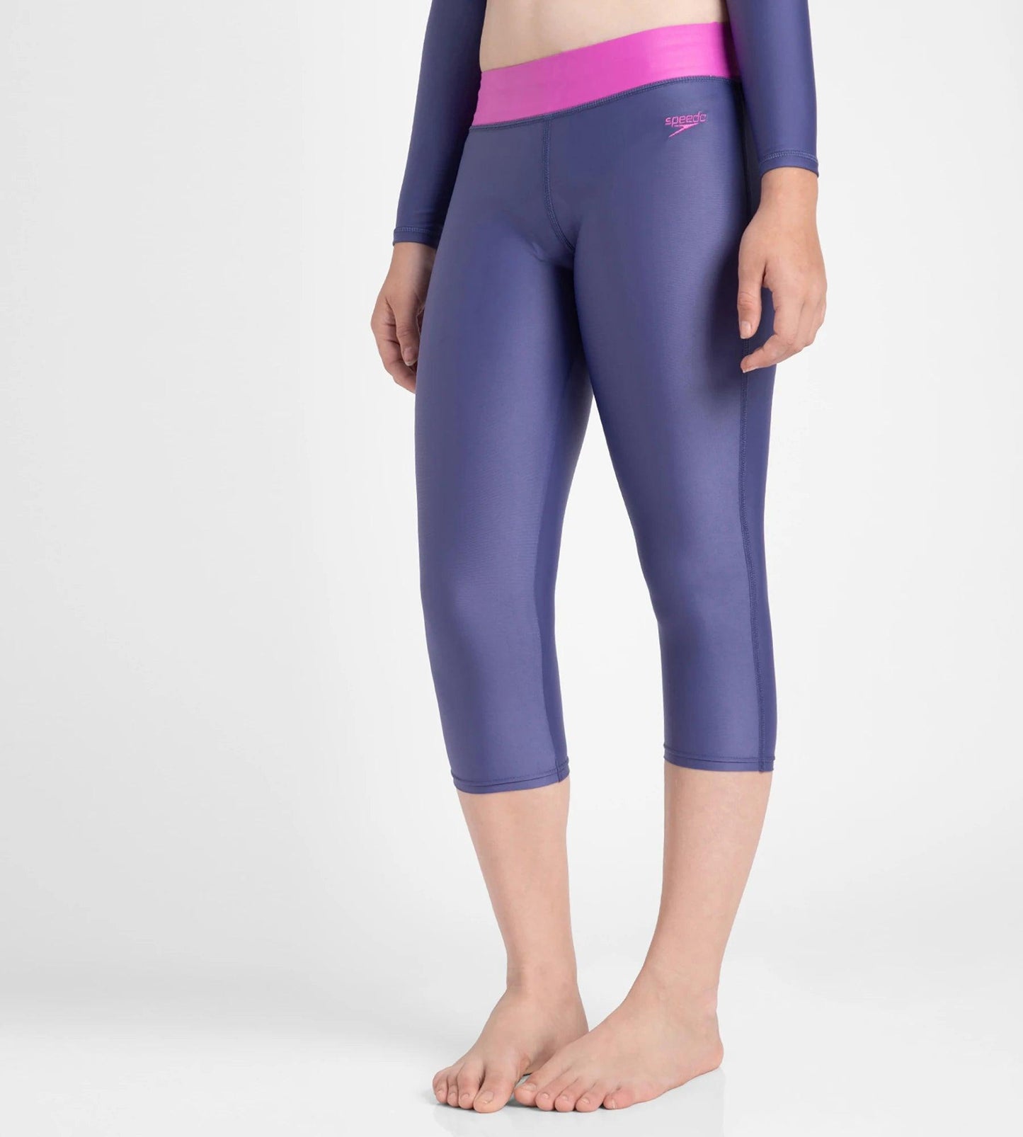 Girl's Endura Brite Swim Capri - Hapuna Blue & Neon Violet