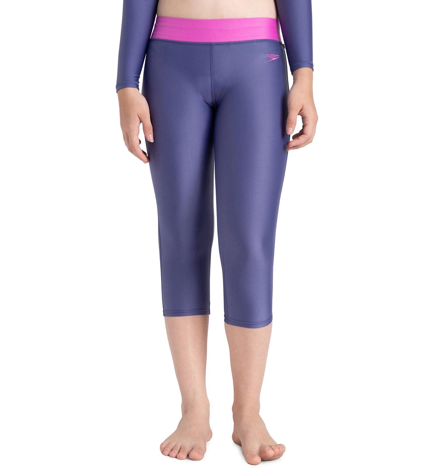 Girl's Endura Brite Swim Capri - Hapuna Blue & Neon Violet