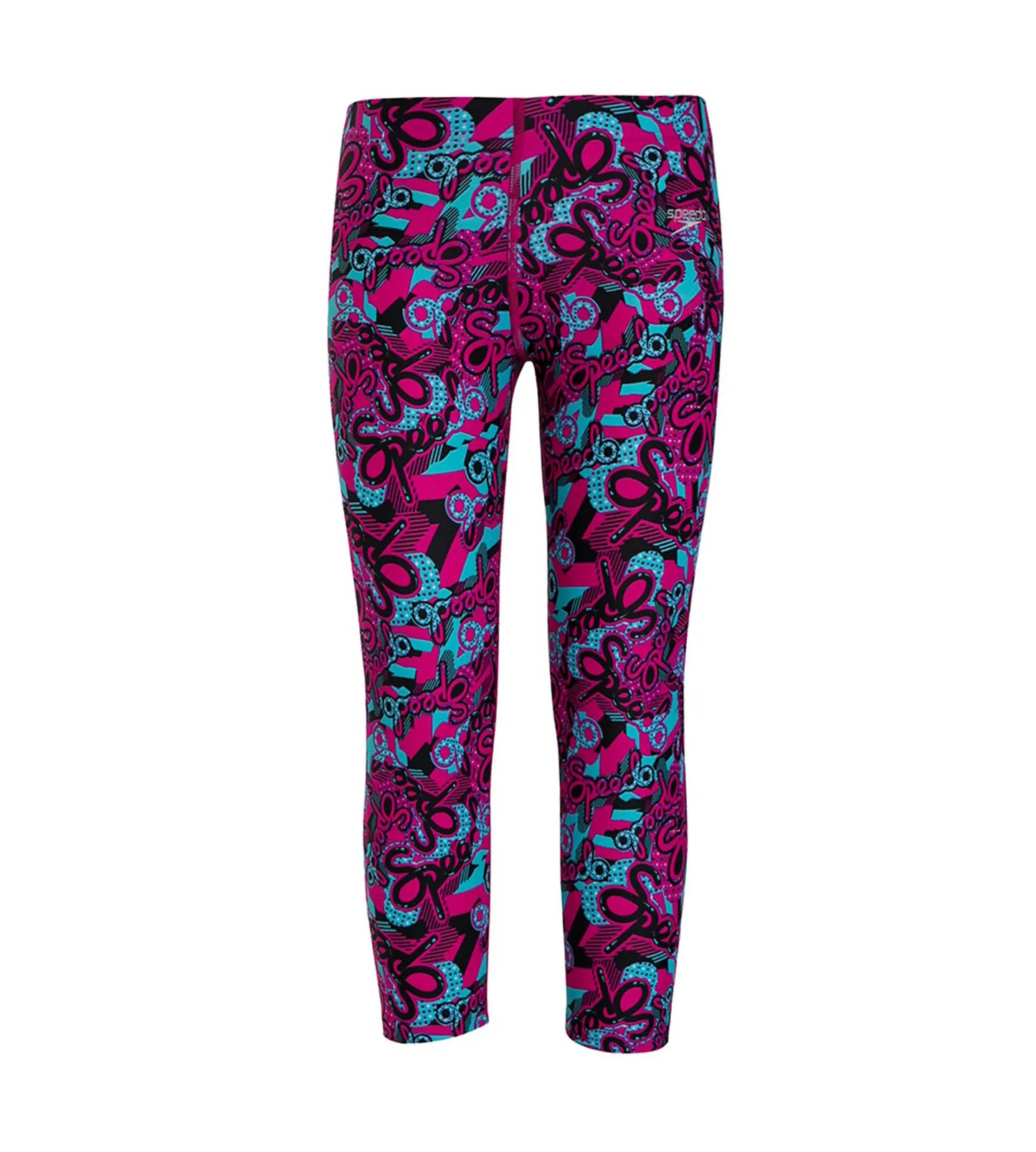 Girls Polyamid Astropop Printed Swim Capri - Electric Pink & Light Adriatic