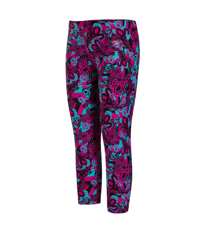 Girls Polyamid Astropop Printed Swim Capri - Electric Pink & Light Adriatic