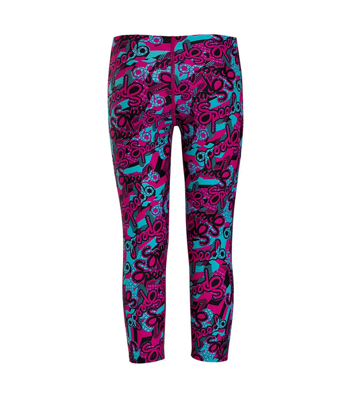 Girls Polyamid Astropop Printed Swim Capri - Electric Pink & Light Adriatic