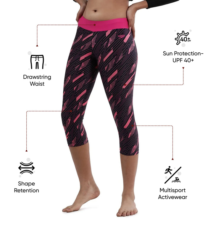 Girl's Endurance 10 Hyperboom Printed Capri - True Navy & Electric Pink