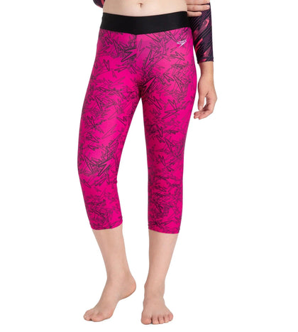 Girl's Endurance 10 Astropop Printed Swim Capri - Black & Electric Pink