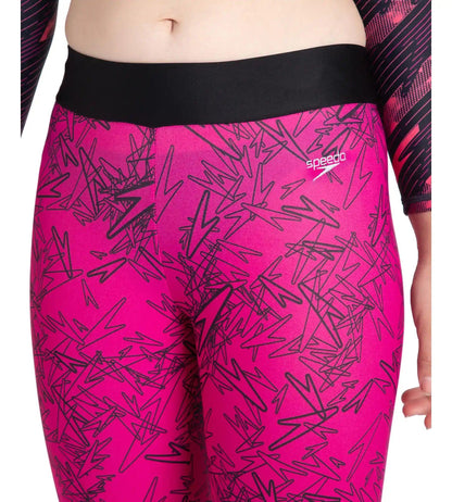 Girl's Endurance 10 Astropop Printed Swim Capri - Black & Electric Pink