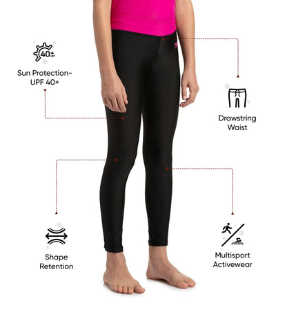 Girl's Endurance 10 Active Leggings - Black & Electric Pink