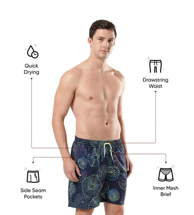 Men's Recycled Polyster Essential Redondo Allover Watershorts - True Navy & Aquarium