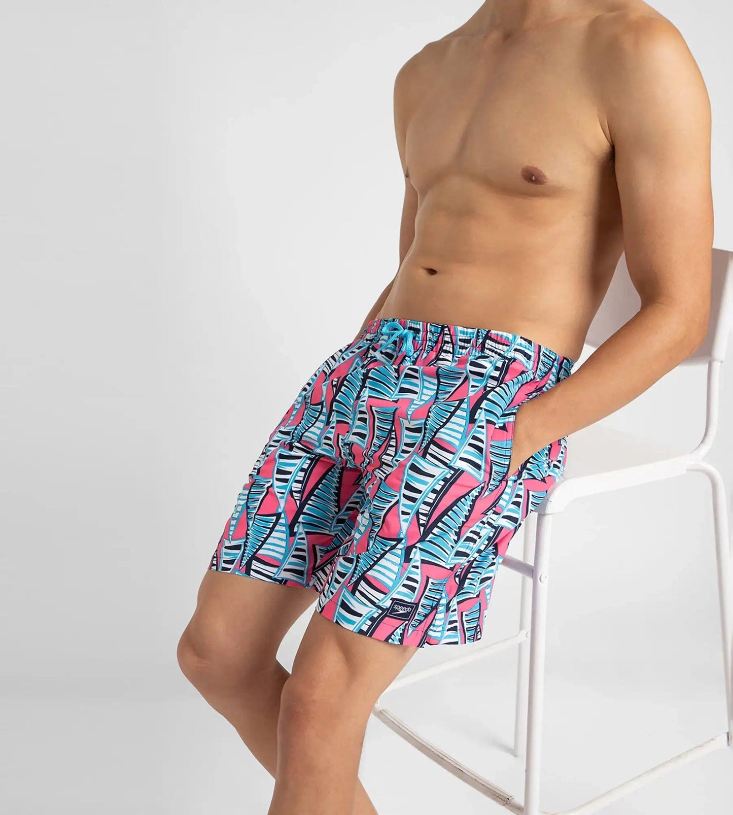 Men's Recycled Polyster Essential Printed Leisure Watershorts - Fandango Pink & Pure Blue