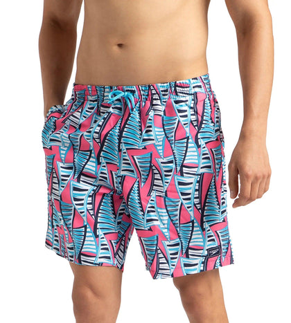 Men's Recycled Polyster Essential Printed Leisure Watershorts - Fandango Pink & Pure Blue