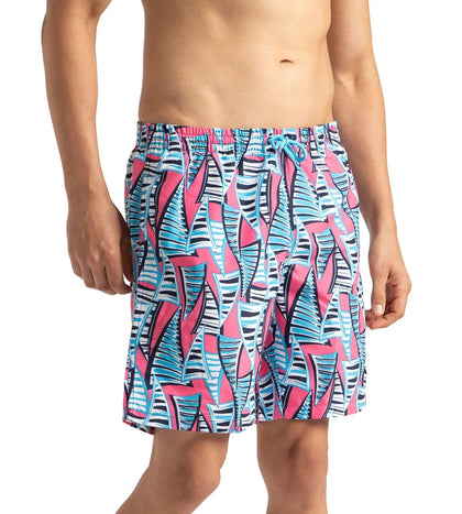 Men's Recycled Polyster Essential Printed Leisure Watershorts - Fandango Pink & Pure Blue