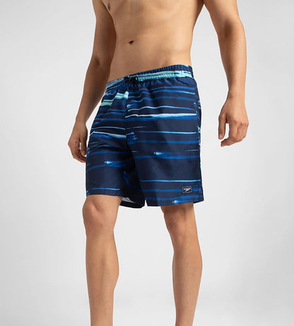 Men's Recycled Polyster Printed Leisure Watershorts - Pure Blue & Zaffre Blue