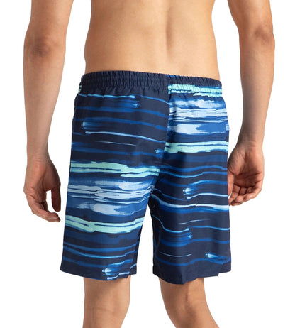 Men's Recycled Polyster Printed Leisure Watershorts - Pure Blue & Zaffre Blue