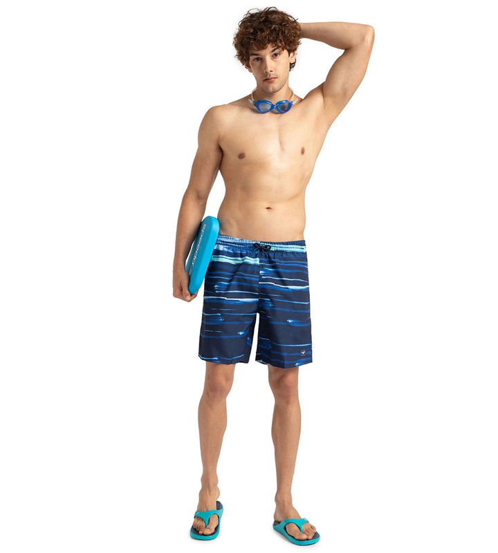 Men's Recycled Polyster Printed Leisure Watershorts - Pure Blue & Zaffre Blue