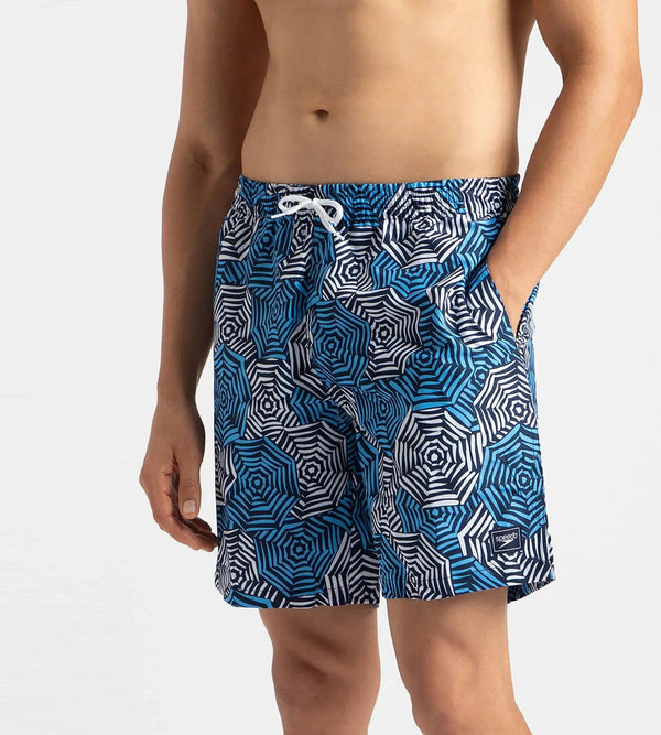 Men's Recycled Polyster Essential Printed Leisure Watershorts - Pure Blue & Tranquil Blue