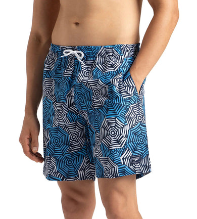 Men's Recycled Polyster Essential Printed Leisure Watershorts - Pure Blue & Tranquil Blue