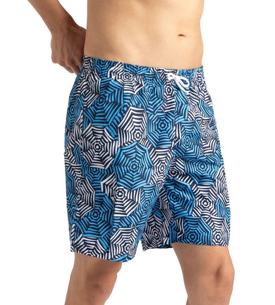 Men's Recycled Polyster Essential Printed Leisure Watershorts - Pure Blue & Tranquil Blue