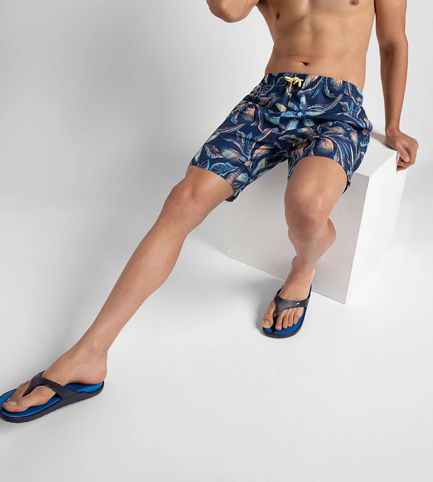 Men's Recycled Polyster Printed Leisure Watershorts - Pure Blue & Cerulean Blue