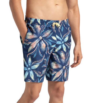 Men's Recycled Polyster Printed Leisure Watershorts - Pure Blue & Cerulean Blue