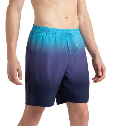 Men's 4 Way Flex Essential Printed Watershorts With Side Pockets - Peacoat, Hapuna Blue & Picton Blue