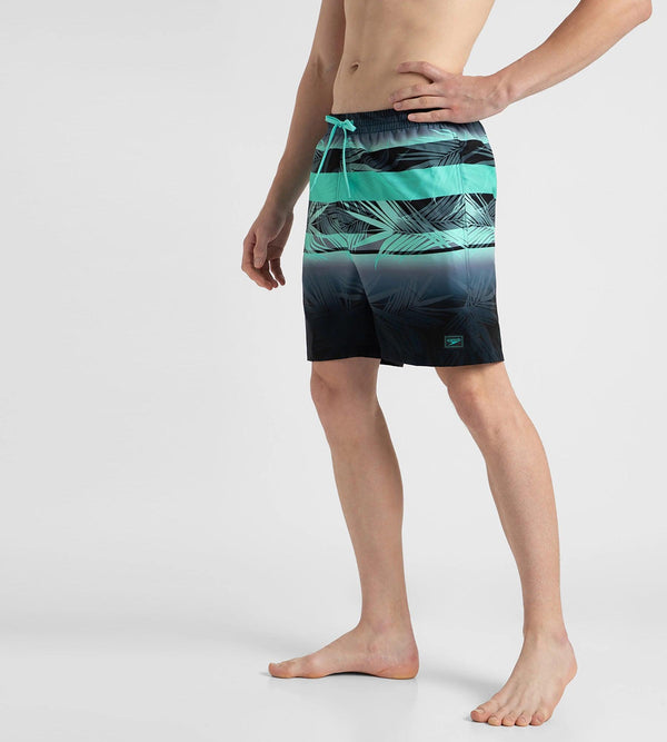 Men's 4 Way Comfort Stretch Essential Printed Watershorts With Side Pockets - Antracite & Arctic Glass