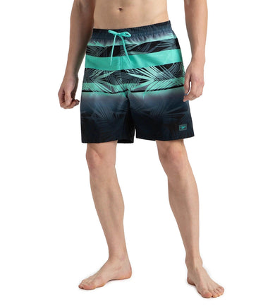 Men's 4 Way Comfort Stretch Essential Printed Watershorts With Side Pockets - Antracite & Arctic Glass