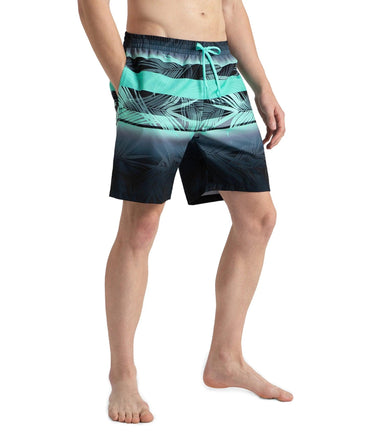 Men's 4 Way Comfort Stretch Essential Printed Watershorts With Side Pockets - Antracite & Arctic Glass