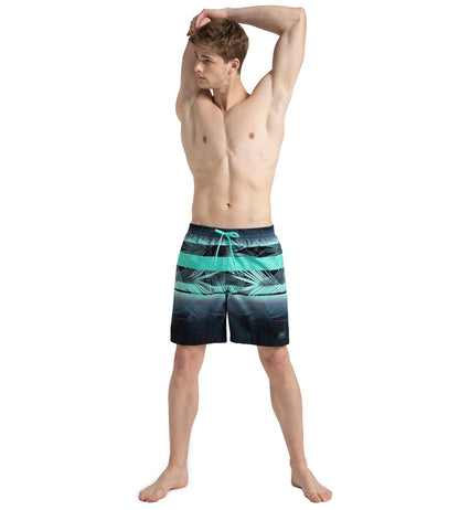 Men's 4 Way Comfort Stretch Essential Printed Watershorts With Side Pockets - Antracite & Arctic Glass